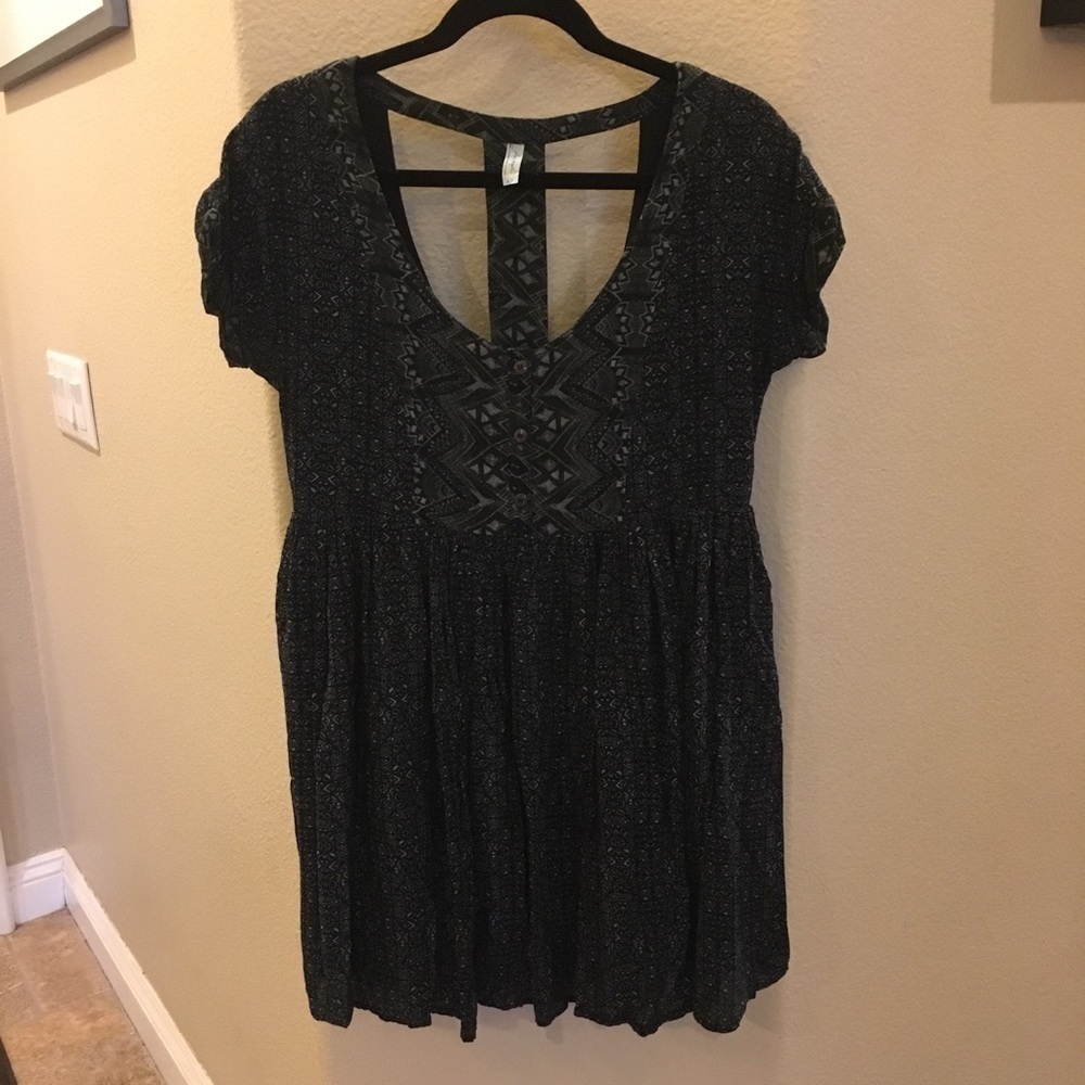 FREE PEOPLE Women Over-Sized Patterned Boho Mini Dress Size Small